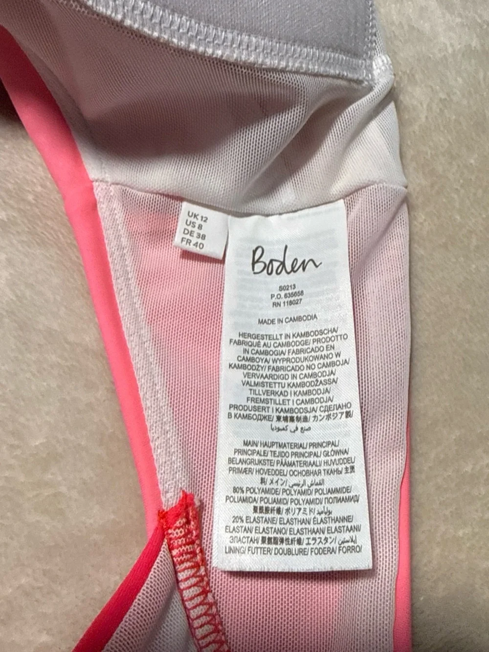Boden Pink and Coral Colorblock Crossback Bikini Set